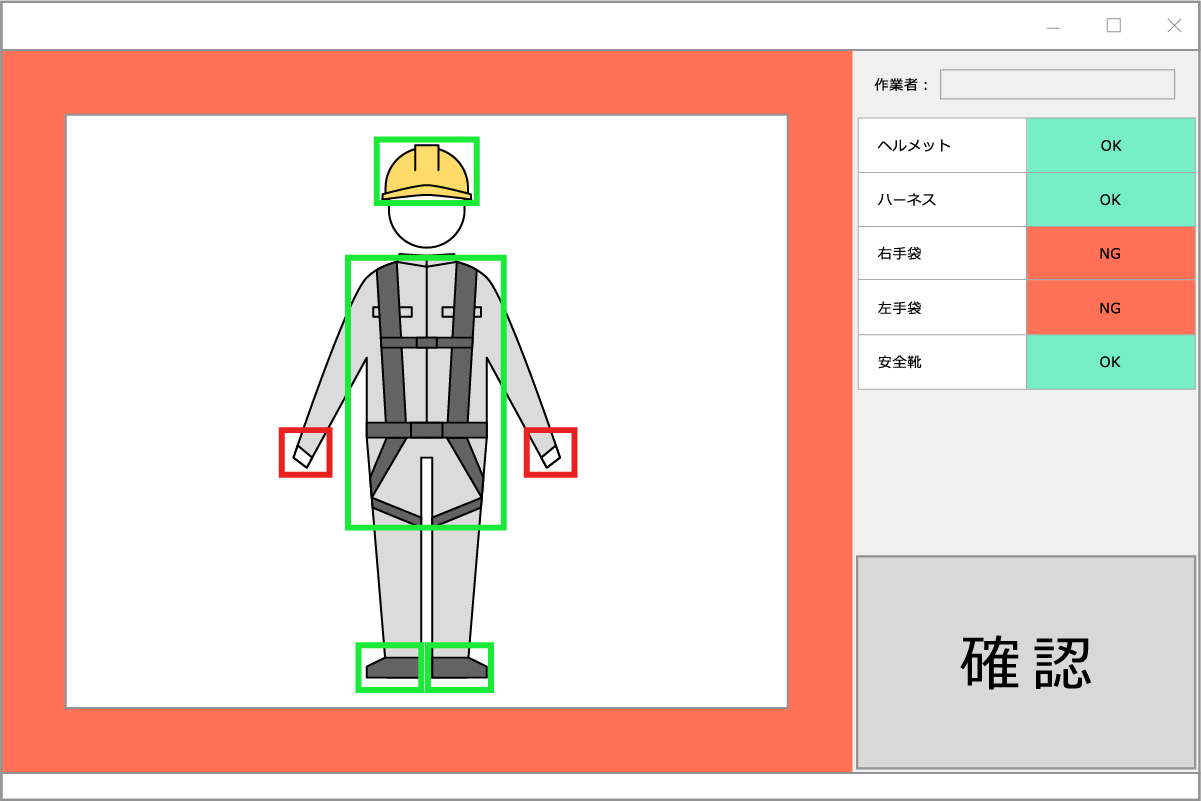保護具の着用の自動チェックイメージ